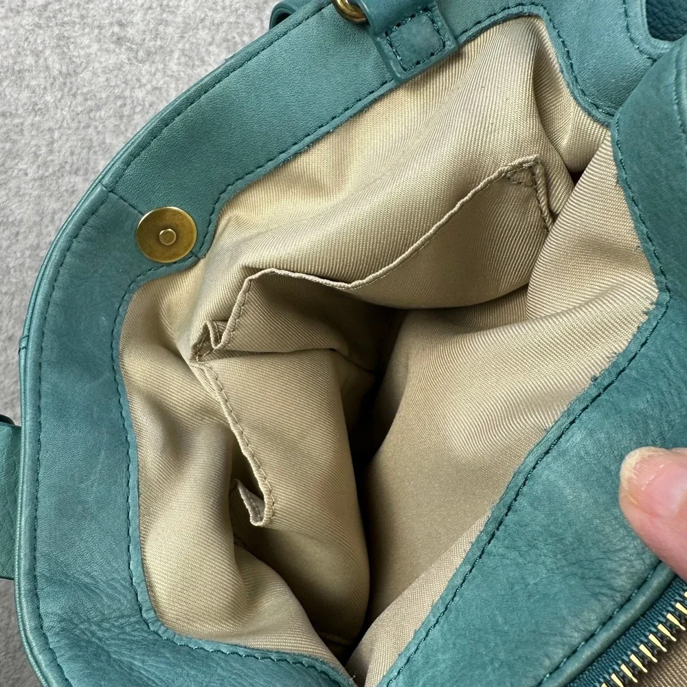 American Leather Co Daiquiri Green Ada Triple Entry Satchel Crossbody Handbag
